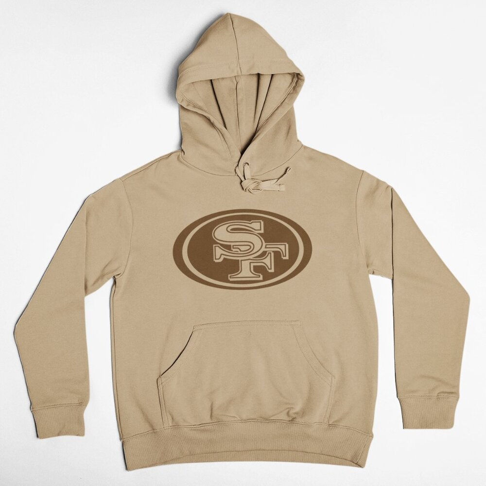 NEW San Francisco 49ers Big Logo Pullover Fleece Hoodie TAN SAND